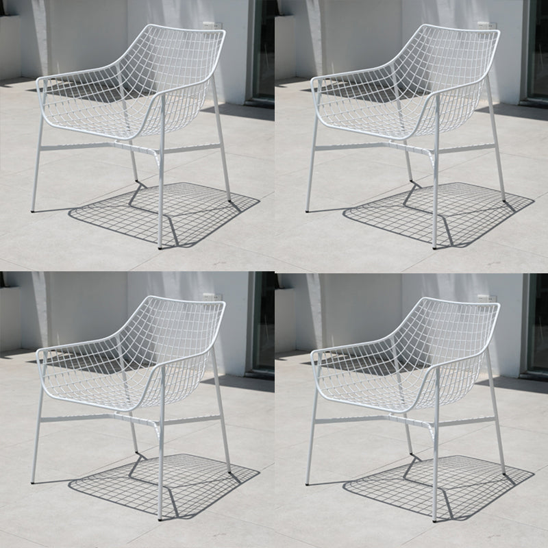 Industrial Metal Dining Armchair Water Resistant Armchair with Arm