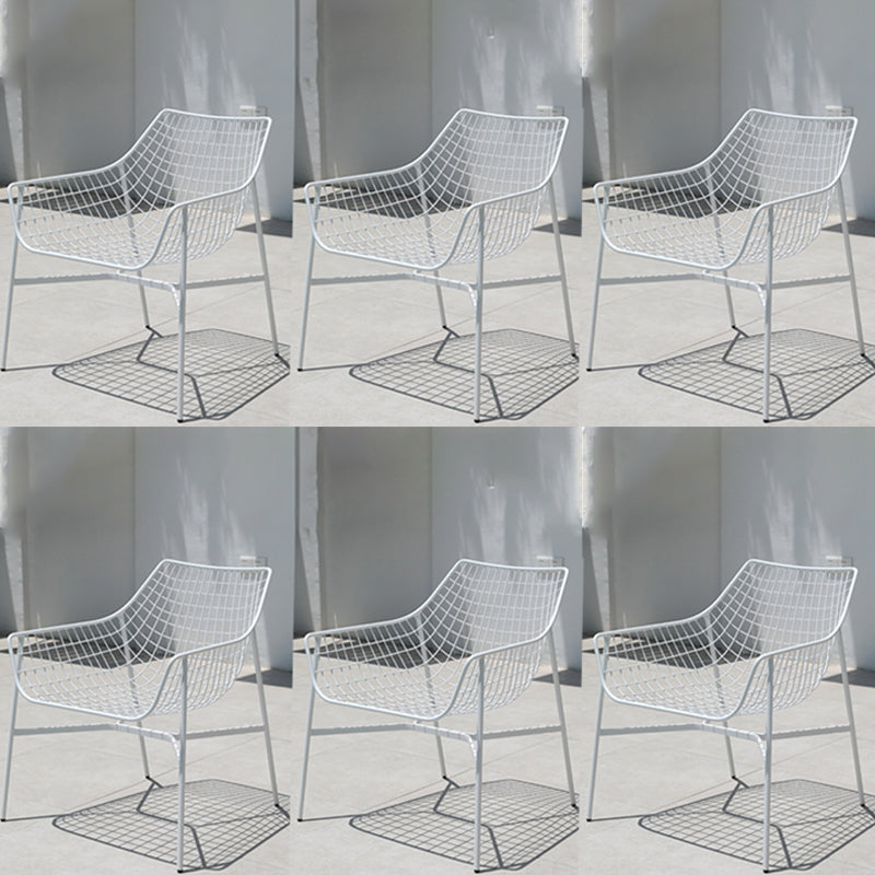 Industrial Metal Dining Armchair Water Resistant Armchair with Arm