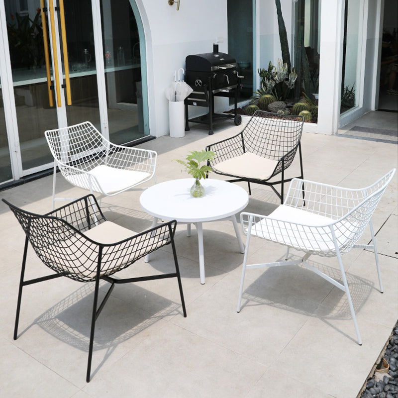 Industrial Metal Dining Armchair Water Resistant Armchair with Arm