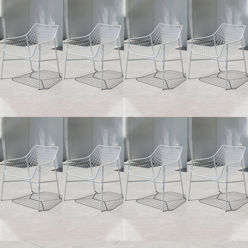 Industrial Metal Dining Armchair Water Resistant Armchair with Arm