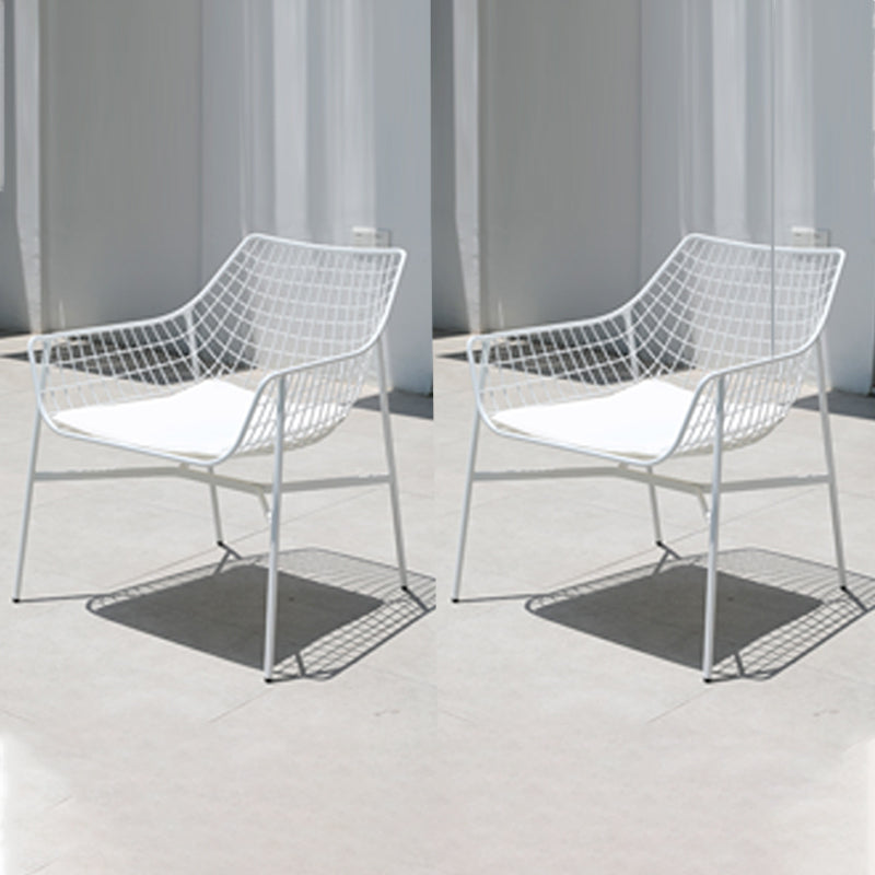 Industrial Metal Dining Armchair Water Resistant Armchair with Arm