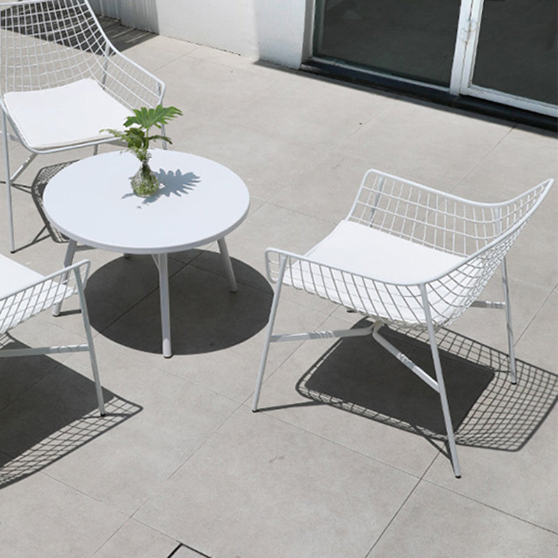 Industrial Metal Dining Armchair Water Resistant Armchair with Arm