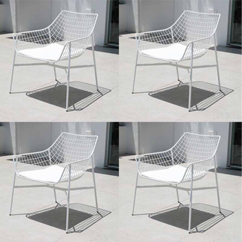 Industrial Metal Dining Armchair Water Resistant Armchair with Arm