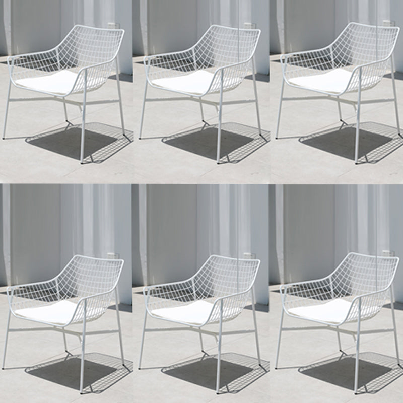 Industrial Metal Dining Armchair Water Resistant Armchair with Arm