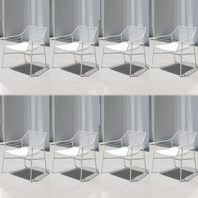 Industrial Metal Dining Armchair Water Resistant Armchair with Arm