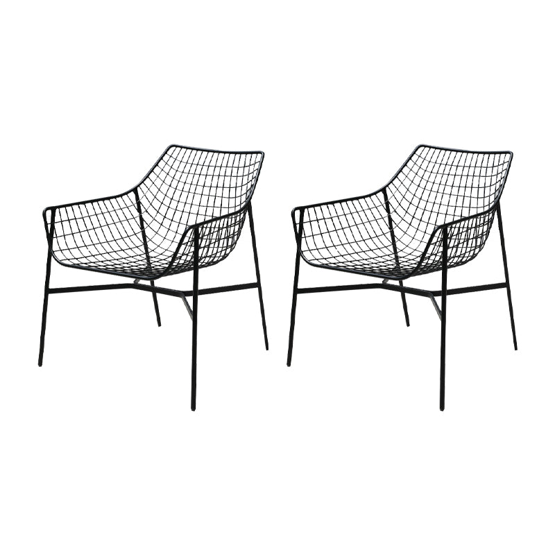 Industrial Metal Dining Armchair Water Resistant Armchair with Arm