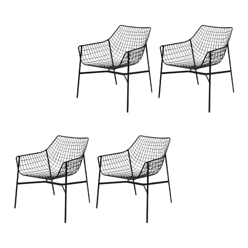 Industrial Metal Dining Armchair Water Resistant Armchair with Arm