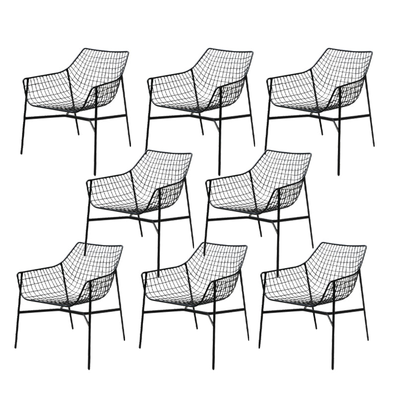 Industrial Metal Dining Armchair Water Resistant Armchair with Arm