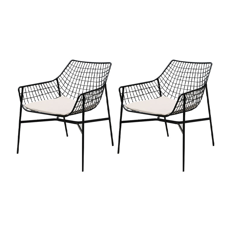 Industrial Metal Dining Armchair Water Resistant Armchair with Arm