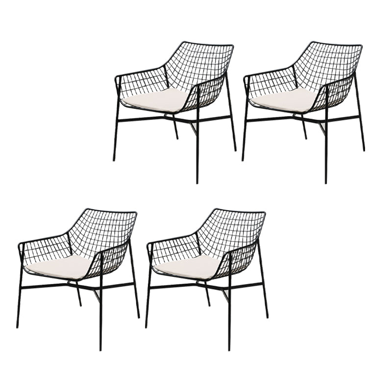 Industrial Metal Dining Armchair Water Resistant Armchair with Arm