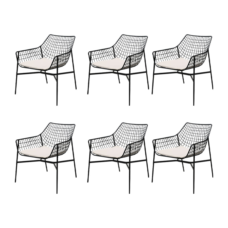 Industrial Metal Dining Armchair Water Resistant Armchair with Arm