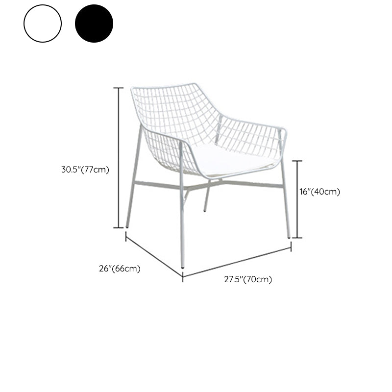 Industrial Metal Dining Armchair Water Resistant Armchair with Arm