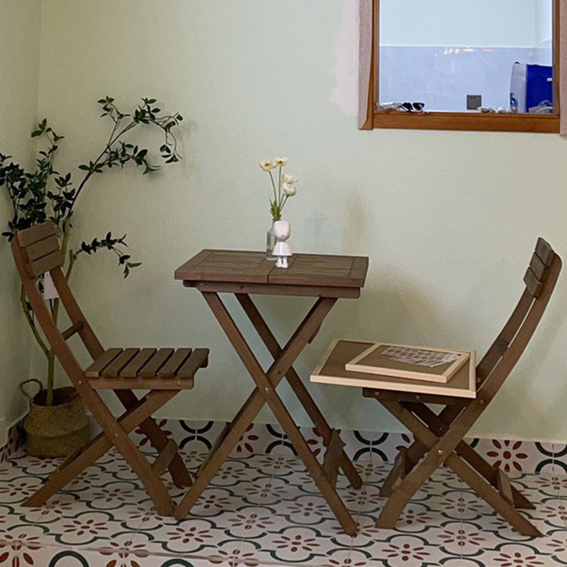 Contemporary Outdoor Chair Folding Solid Wood Open Back Dining Chair