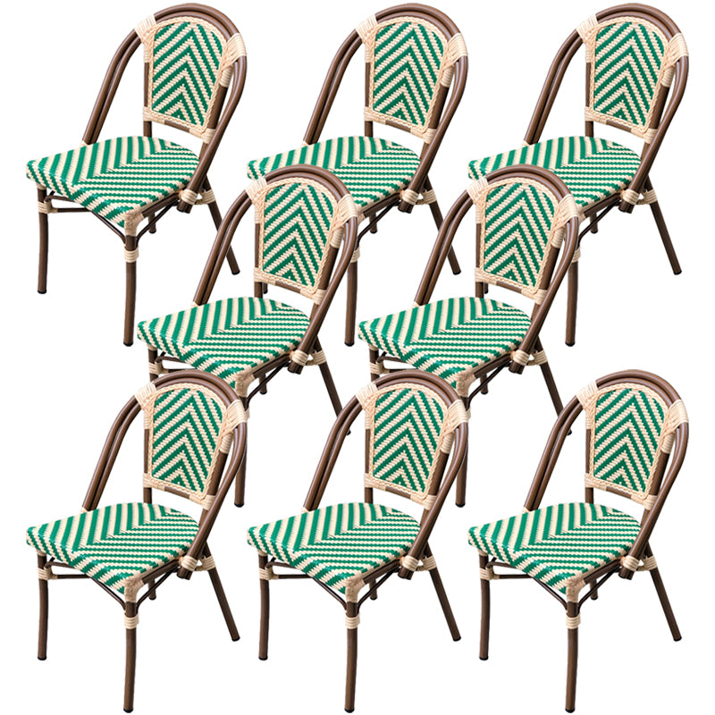 20" Wide Tropical Outdoor Chair Rattan Armles Dining Side Chair