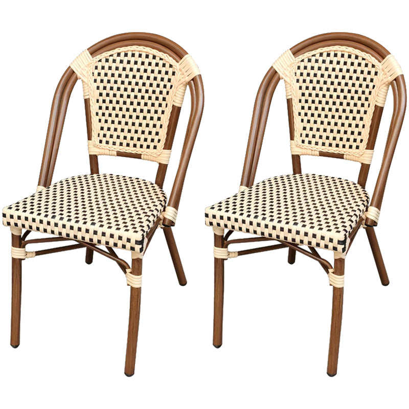 20" Wide Tropical Outdoor Chair Rattan Armles Dining Side Chair