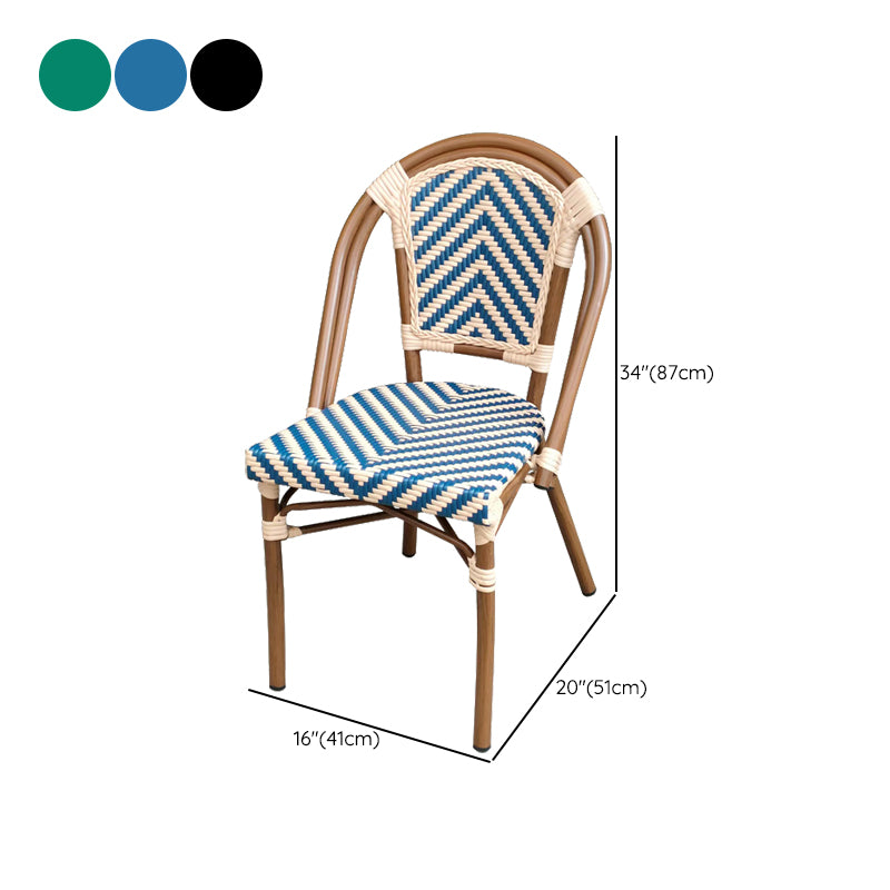 20" Wide Tropical Outdoor Chair Rattan Armles Dining Side Chair