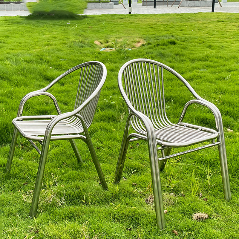 Industrial Armchair Open Back Metal Steel Patio Dining Chair with Arm