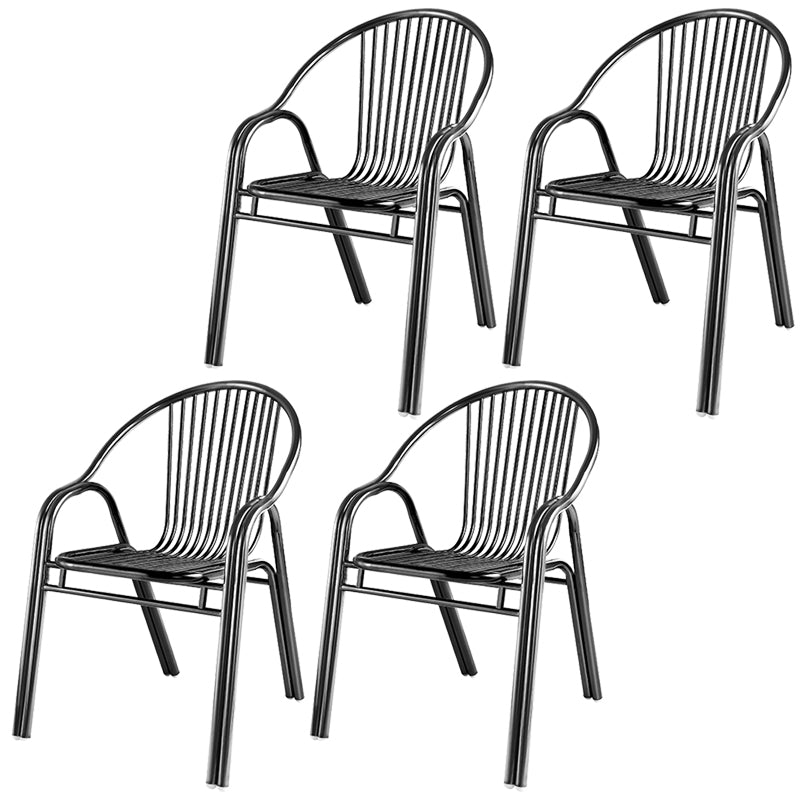 Industrial Armchair Open Back Metal Steel Patio Dining Chair with Arm