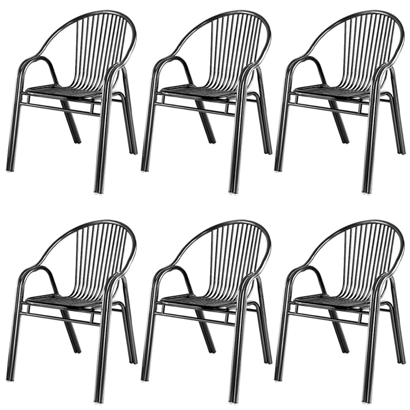 Industrial Armchair Open Back Metal Steel Patio Dining Chair with Arm