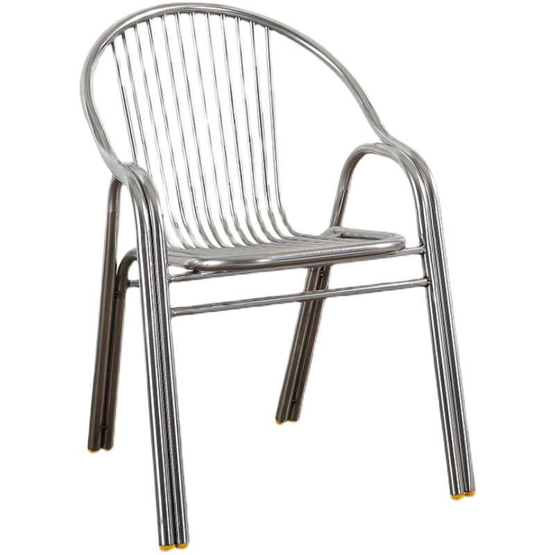 Industrial Armchair Open Back Metal Steel Patio Dining Chair with Arm