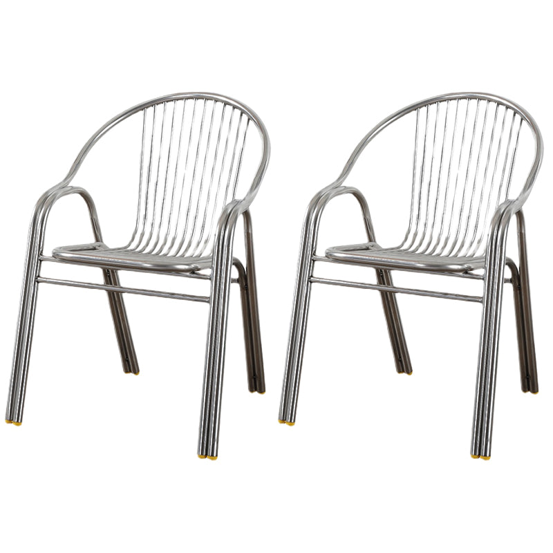 Industrial Armchair Open Back Metal Steel Patio Dining Chair with Arm