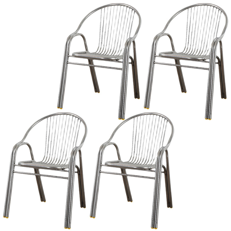 Industrial Armchair Open Back Metal Steel Patio Dining Chair with Arm