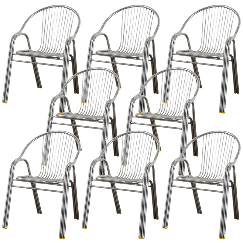Industrial Armchair Open Back Metal Steel Patio Dining Chair with Arm