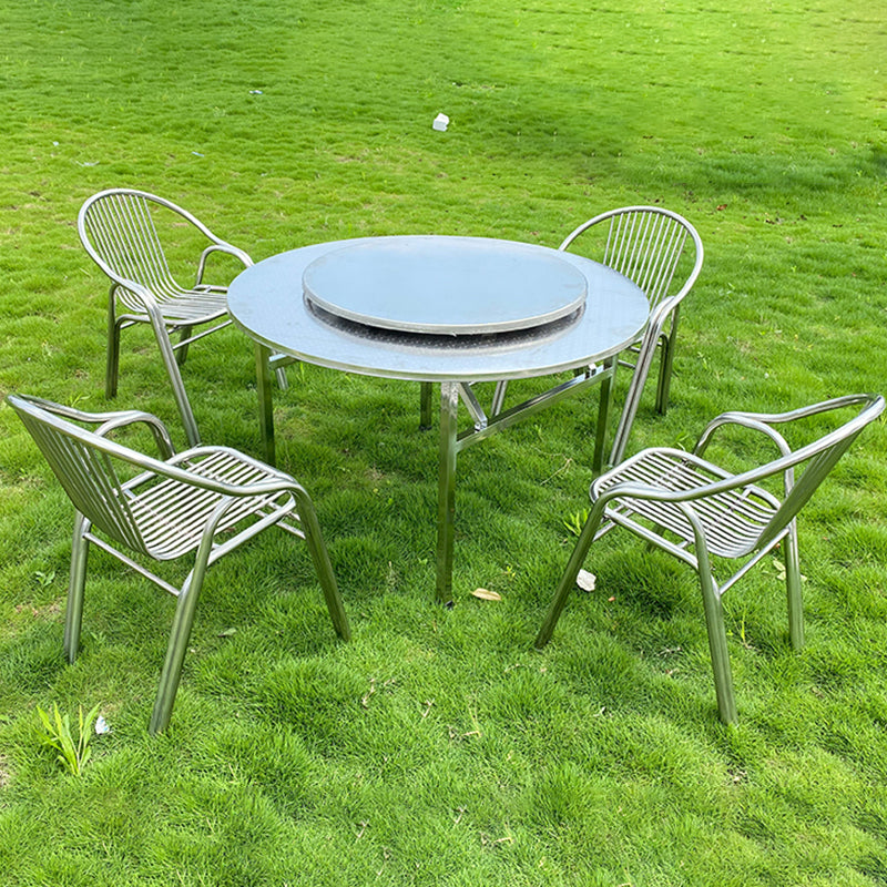 Industrial Armchair Open Back Metal Steel Patio Dining Chair with Arm