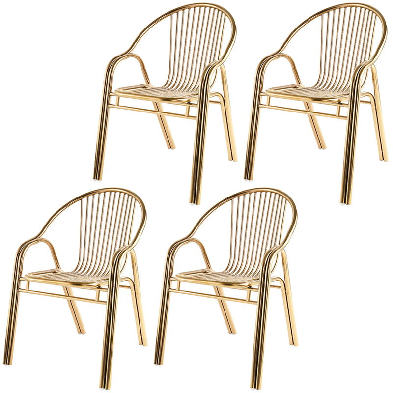 Industrial Armchair Open Back Metal Steel Patio Dining Chair with Arm