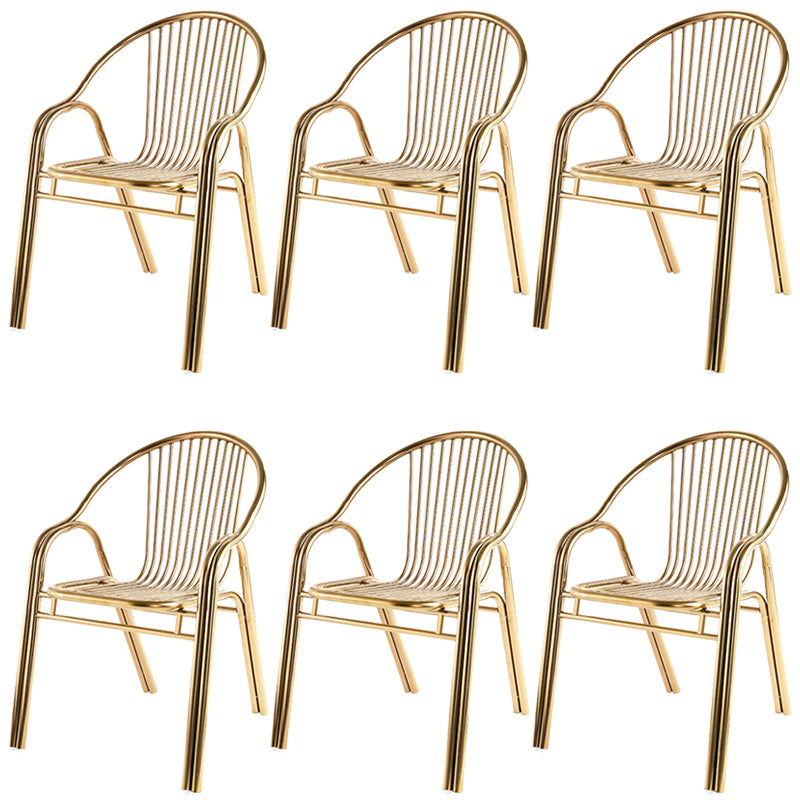 Industrial Armchair Open Back Metal Steel Patio Dining Chair with Arm