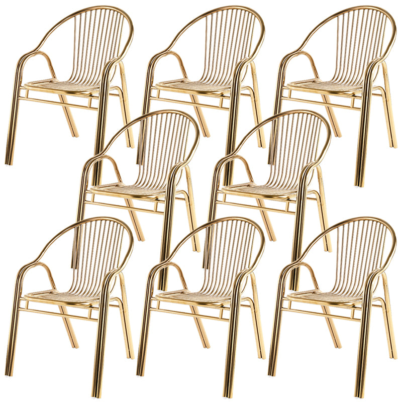 Industrial Armchair Open Back Metal Steel Patio Dining Chair with Arm