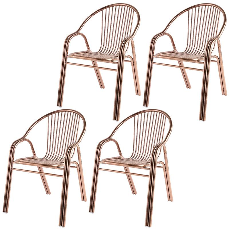 Industrial Armchair Open Back Metal Steel Patio Dining Chair with Arm