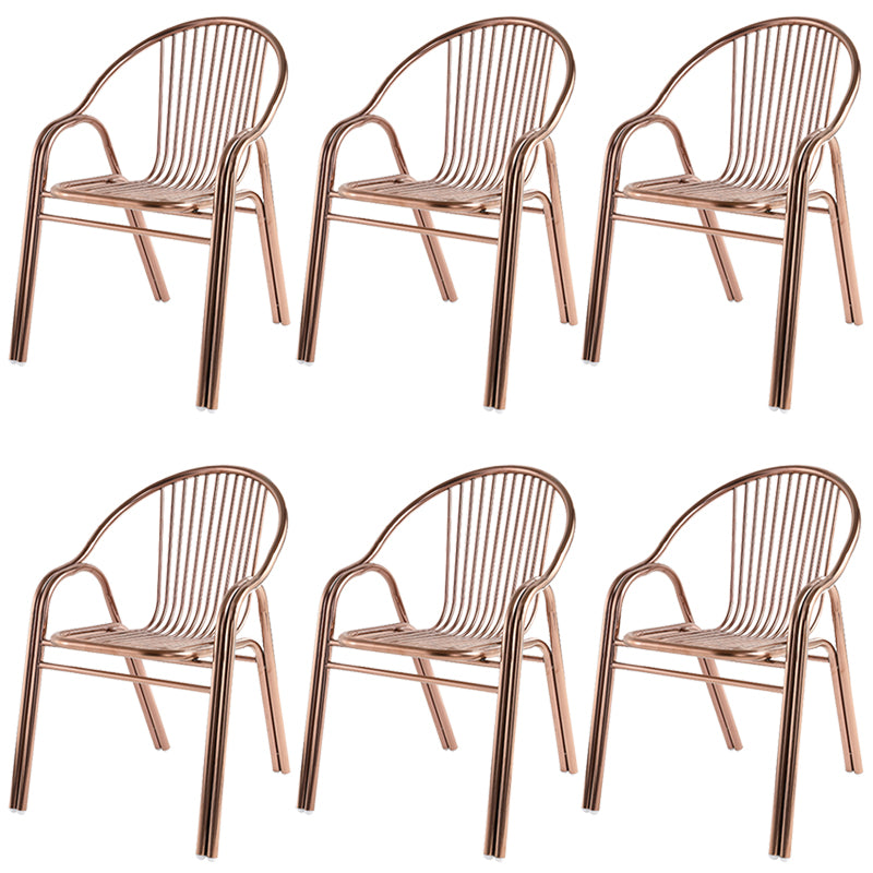 Industrial Armchair Open Back Metal Steel Patio Dining Chair with Arm