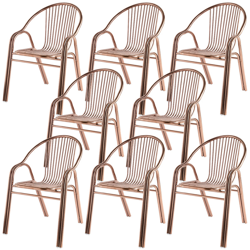 Industrial Armchair Open Back Metal Steel Patio Dining Chair with Arm