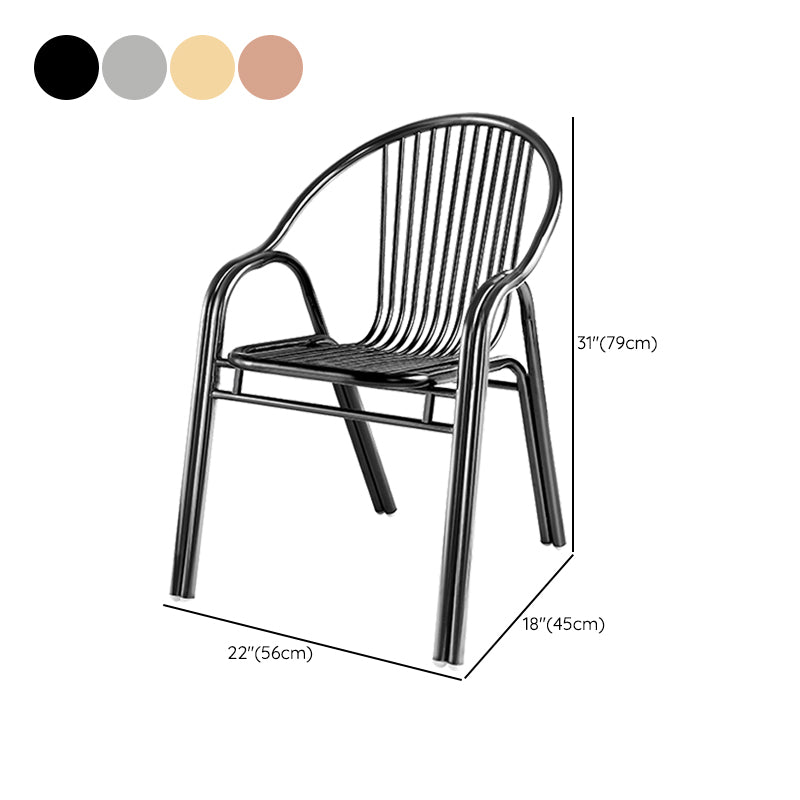Industrial Armchair Open Back Metal Steel Patio Dining Chair with Arm