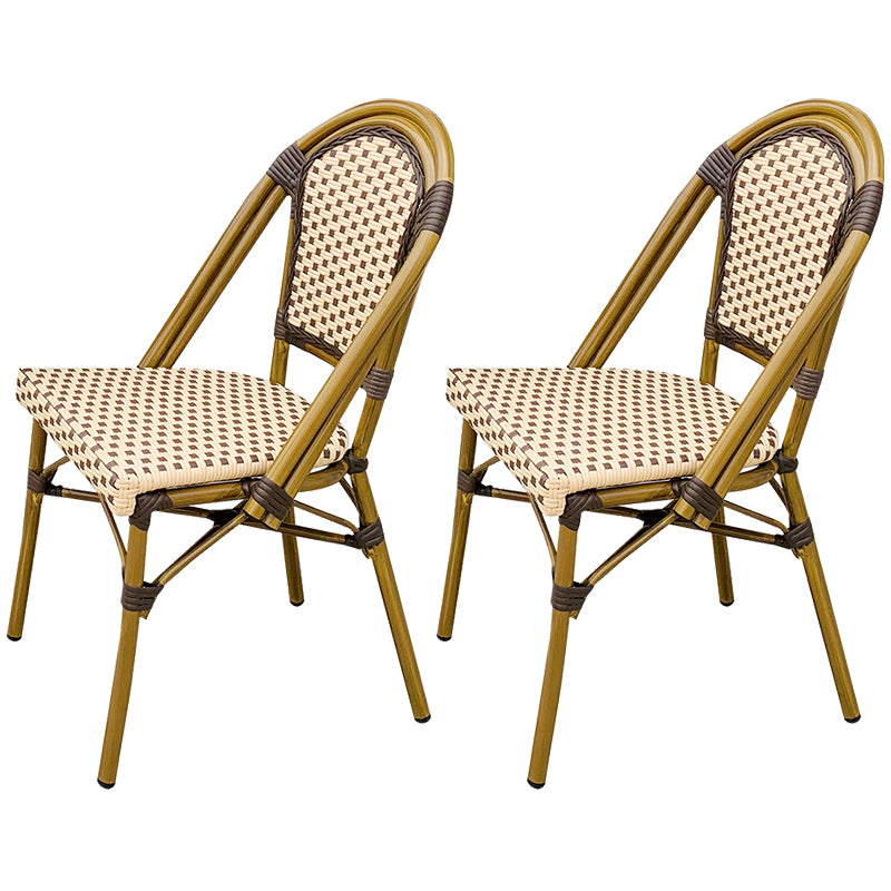 21" Wide Tropical Outdoor Chair Armles Rattan Dining Side Chair