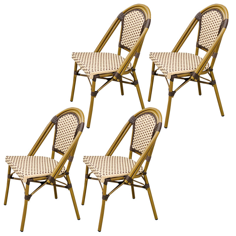 21" Wide Tropical Outdoor Chair Armles Rattan Dining Side Chair