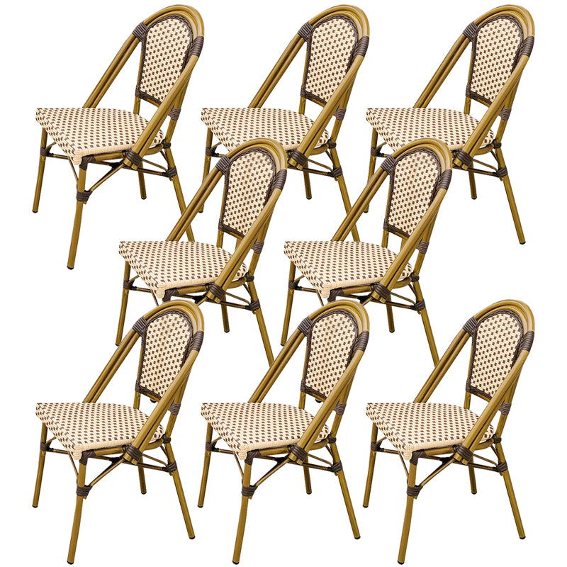 21" Wide Tropical Outdoor Chair Armles Rattan Dining Side Chair