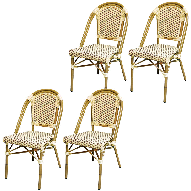 21" Wide Tropical Outdoor Chair Armles Rattan Dining Side Chair