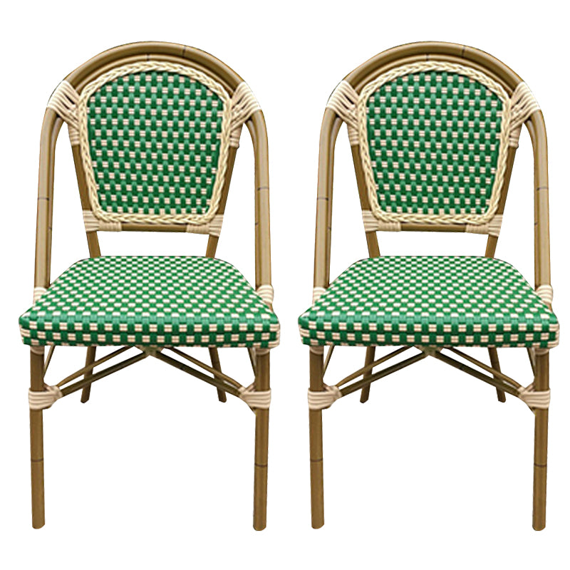 21" Wide Tropical Outdoor Chair Armles Rattan Dining Side Chair