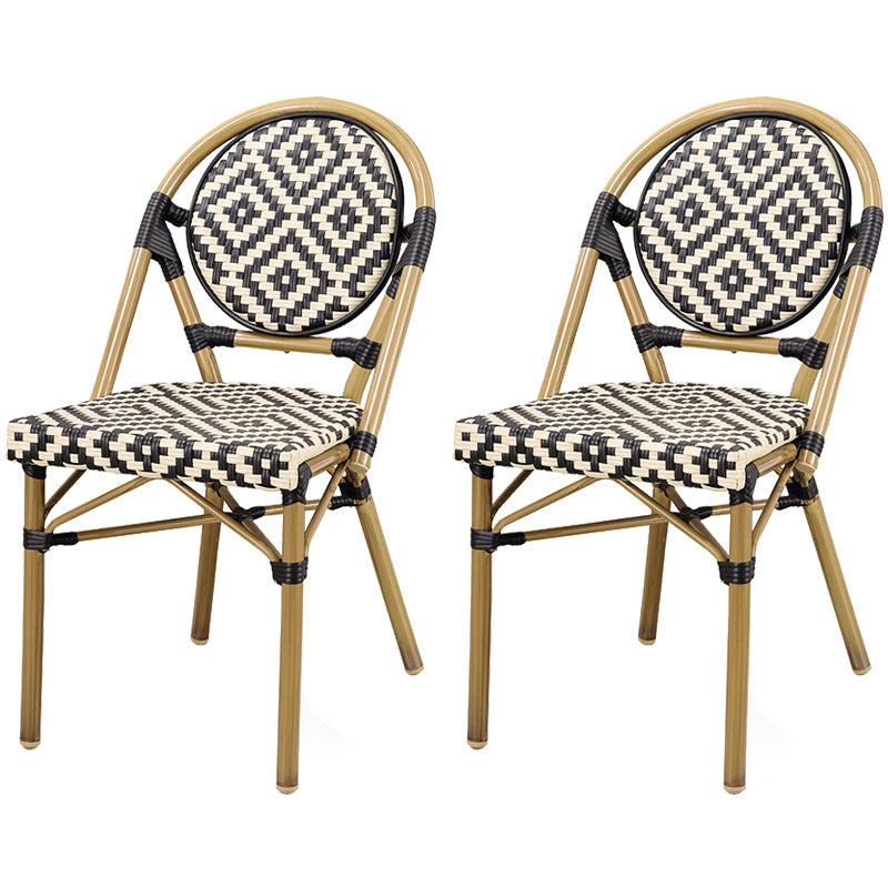 21" Wide Tropical Outdoor Chair Armles Rattan Dining Side Chair