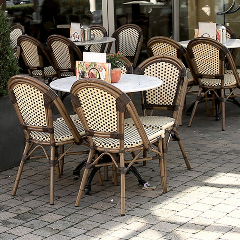 21" Wide Tropical Outdoor Chair Rattan Armles Dining Side Chair