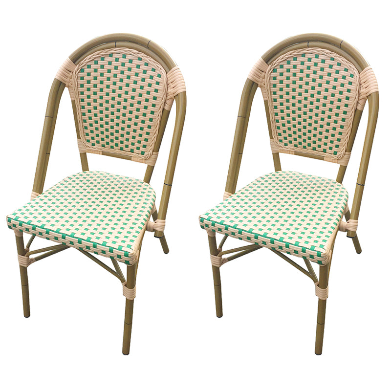 21" Wide Tropical Outdoor Chair Rattan Armles Dining Side Chair