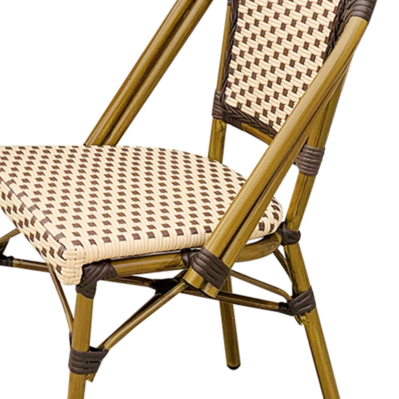 21" Wide Tropical Outdoor Chair Rattan Armles Dining Side Chair
