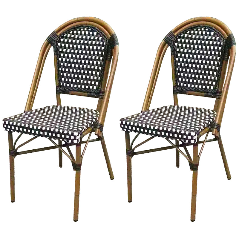 21" Wide Tropical Outdoor Chair Rattan Armles Dining Side Chair