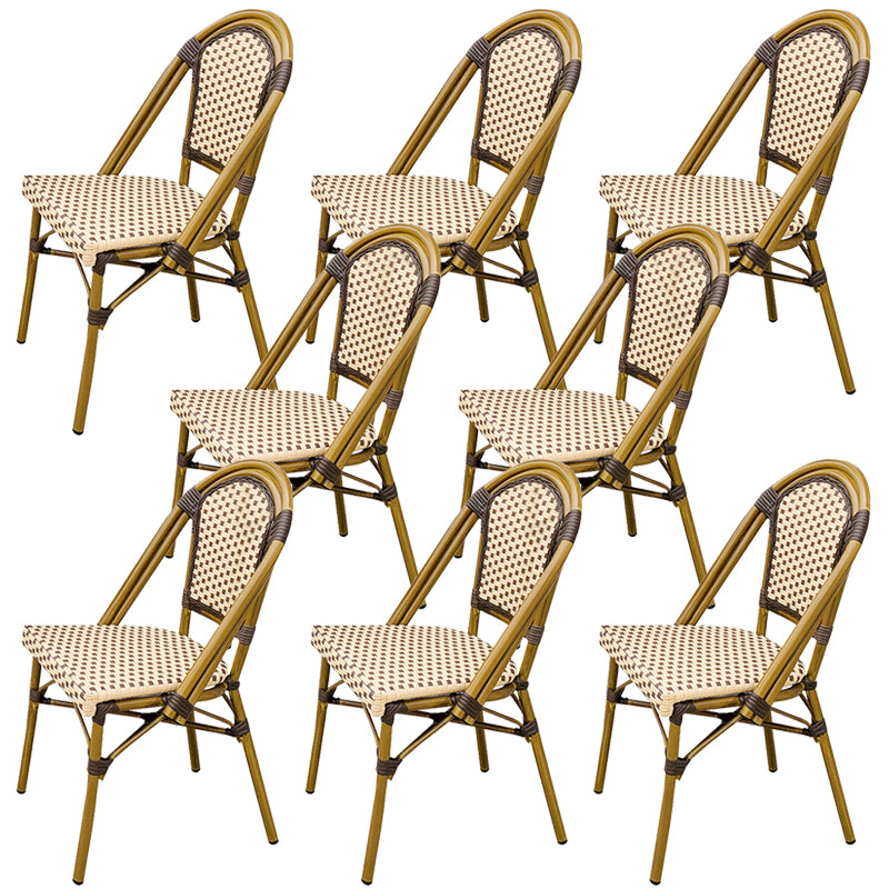 21" Wide Tropical Outdoor Chair Rattan Armles Dining Side Chair