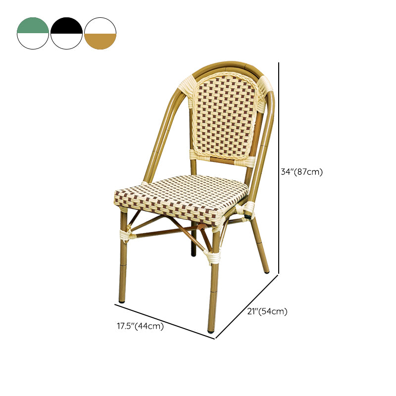 21" Wide Tropical Outdoor Chair Rattan Armles Dining Side Chair