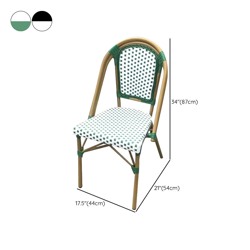 21" Wide Tropical Outdoor Chair Rattan Armles Dining Side Chair