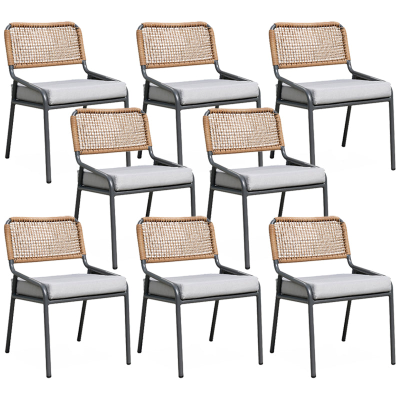 23" Wide Tropical Outdoor Chair Rattan Armles Dining Side Chair