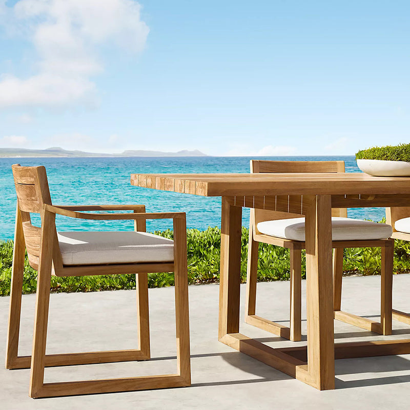 22" Wide Contemporary Outdoor Chair Solid Wood Patio Dining Chair